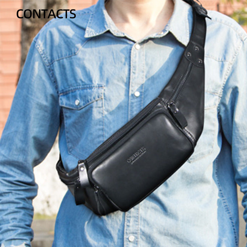 Women's & Men's & Black Angel Fashion Genuine Leather First Men's Waist Packs