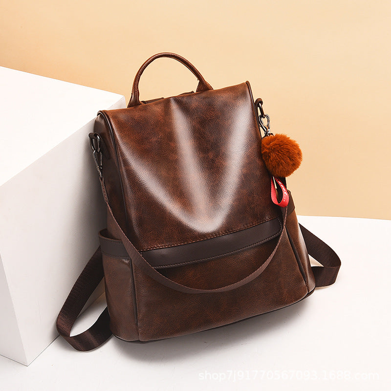 Women's Retro Soft Surface Fashion Trendy Green Backpacks