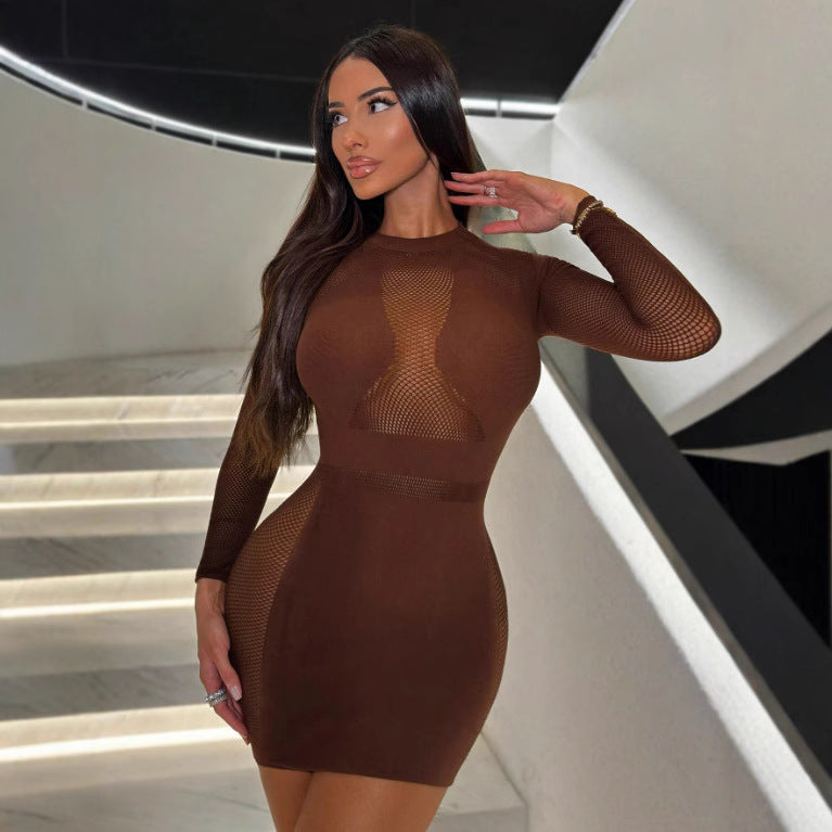 Women's Autumn Collar Long Sleeves Sexy Hot Hip Dress
