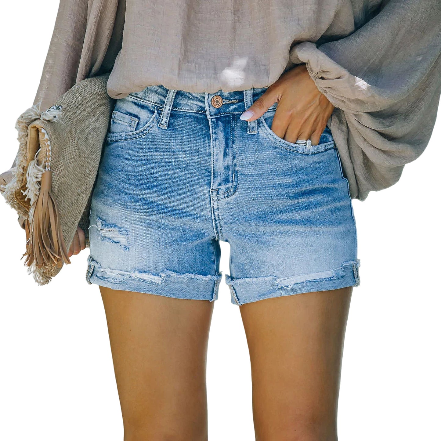 Women's Summer High Elastic Tight Ripped Super Jeans