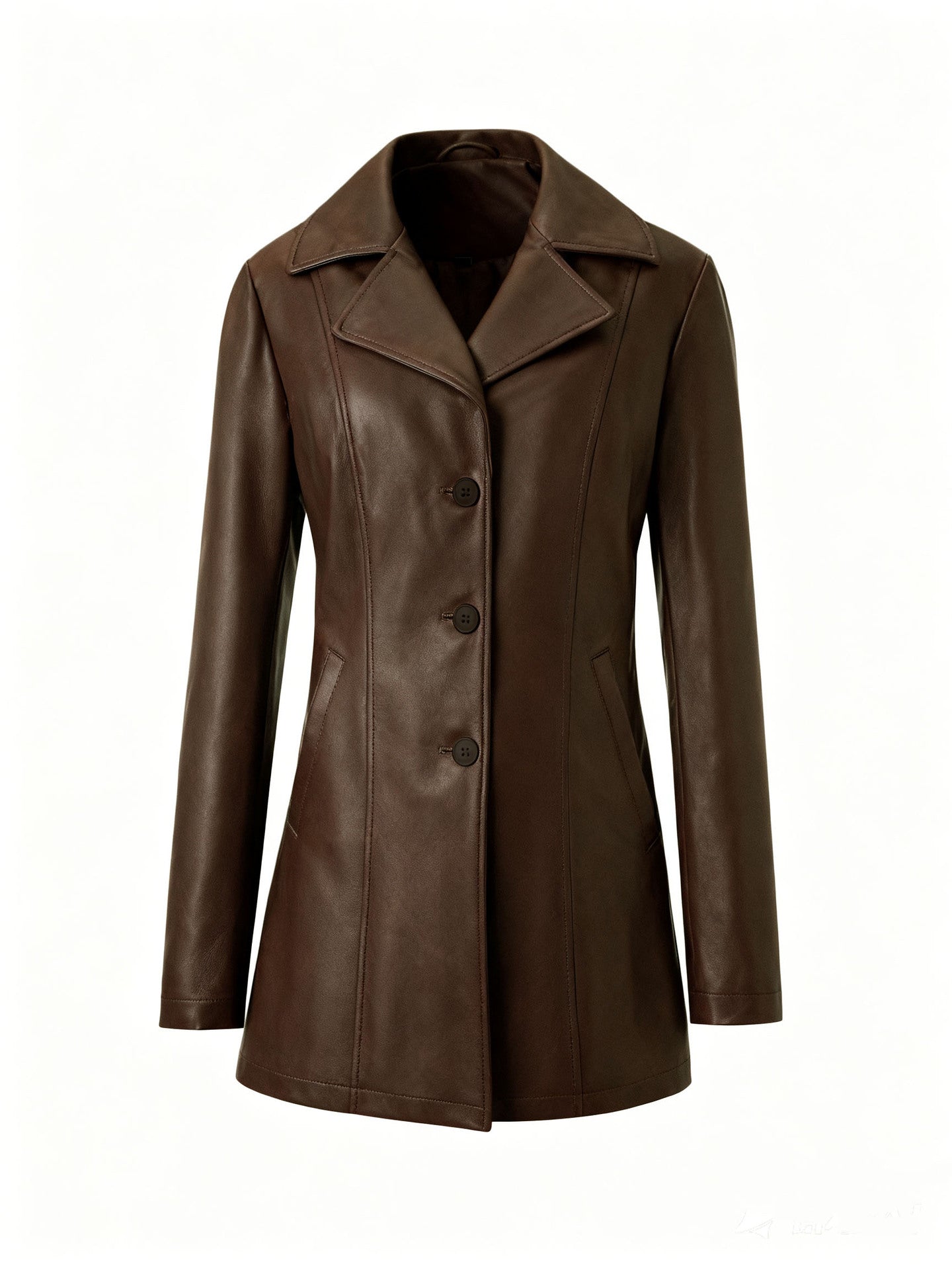 Mid-length Leather Long Sleeve Wind British Female Lapel Jackets