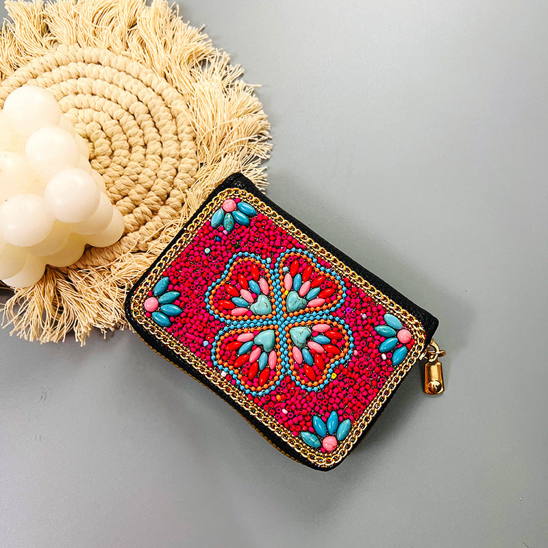 Ethnic Style Vintage Organ Handmade Bead Single Card Holder