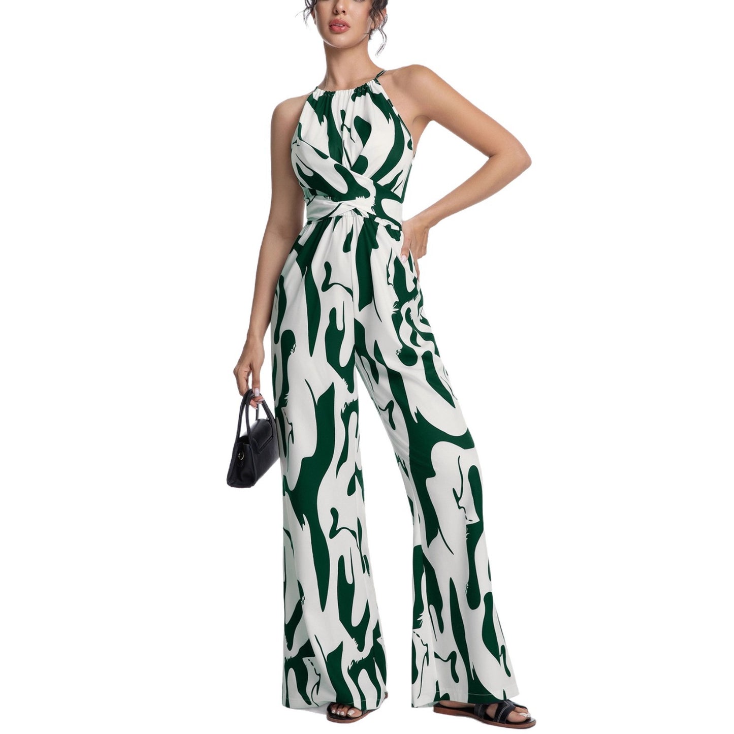 Summer Fashion Slimming Zebra Print Halter Women's Jumpsuit/clothing