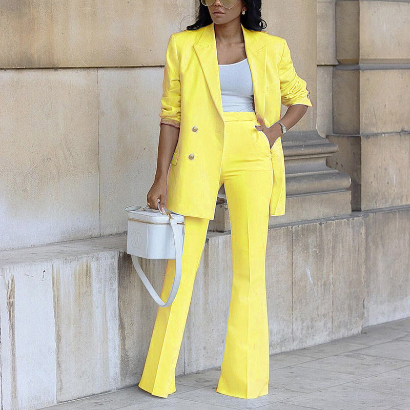 Pretty Women's Autumn Simple Professional Two-piece Fashion Casual Suit