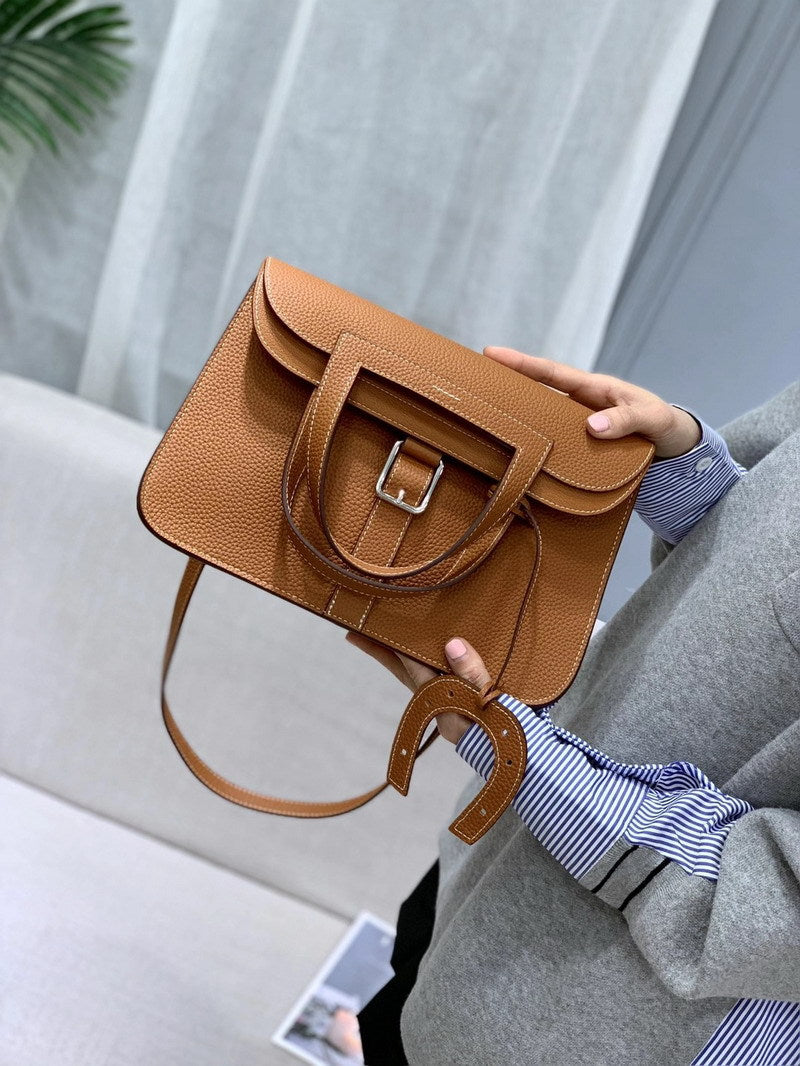 Women's Spring Mini Horseshoe Layer Cowhide Portable Crossbody Bags