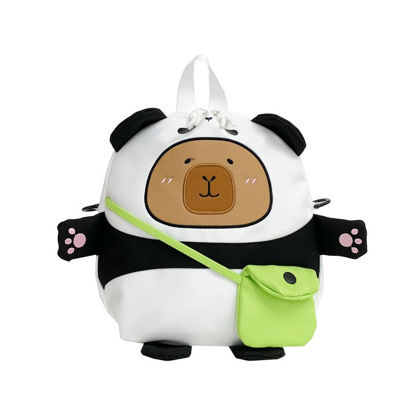 Women's Canvas Cute Wild Cartoon Capybara College Middle School Students' Schoolbags