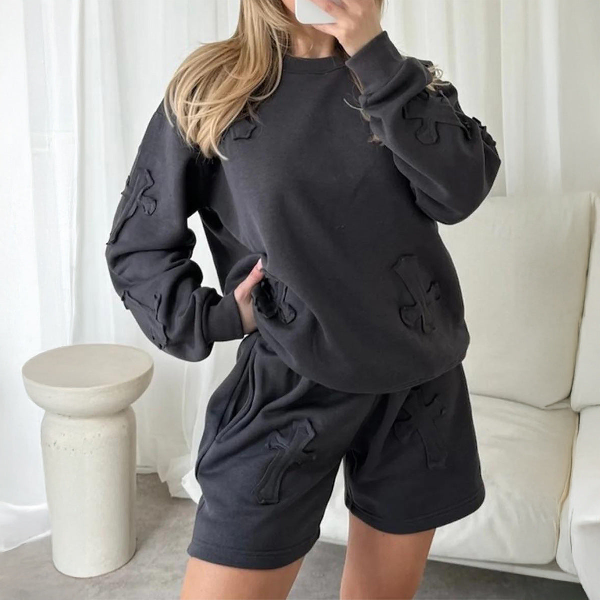 Women's Sports Long Sleeve Fleece Two-piece Suits