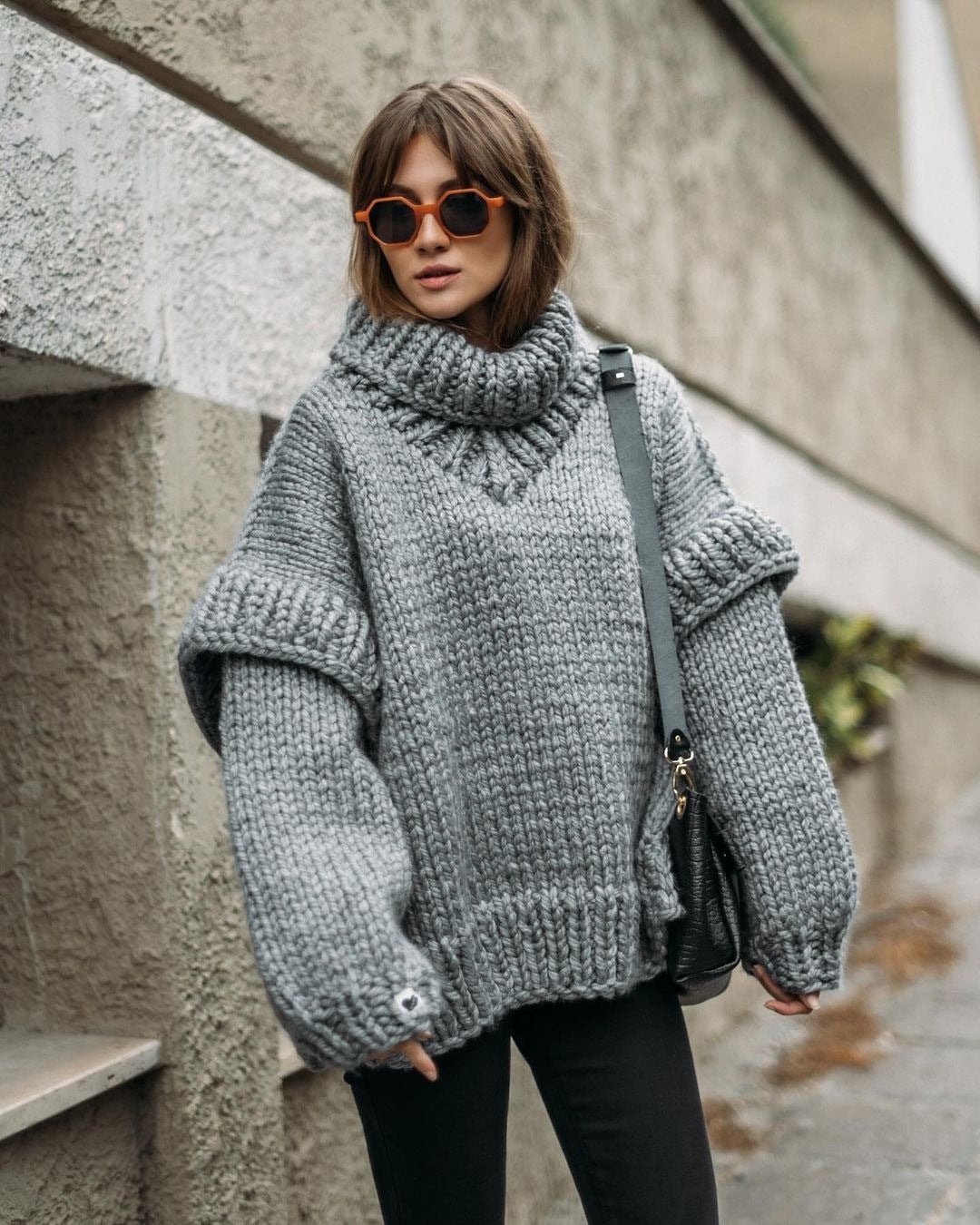 Women's Pullover Fluffy Long Sleeve Turtleneck Sweaters