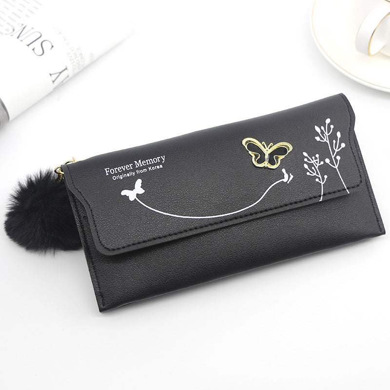 Women's Direct Wholesale Long Solid Color Fur Ladies Wallets