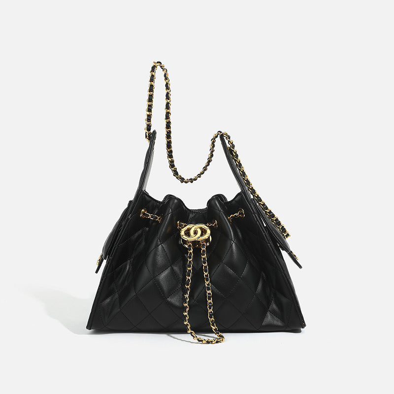 Style Drawstring Diamond Chain Large Capacity Bags