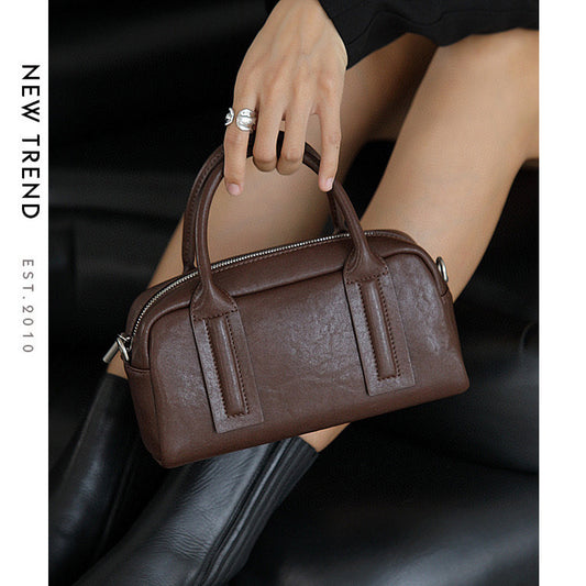 Women's Genuine Leather Vegetable Tanning Retro Boston Shoulder Bags