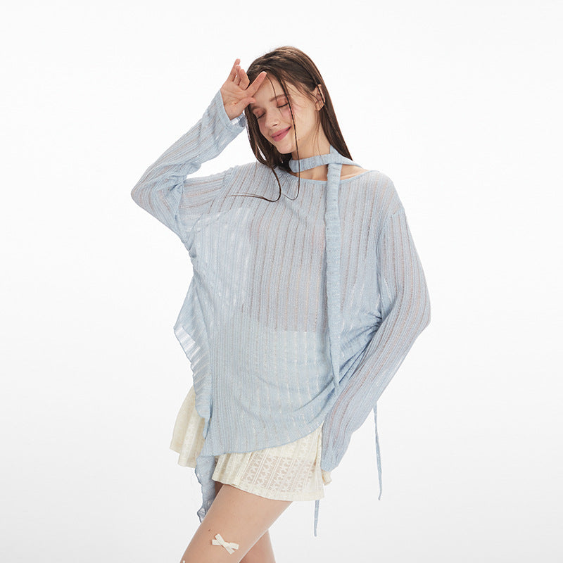 Women's Loose Design Pure Desire Long Sleeve Sun Protective Thin Tops