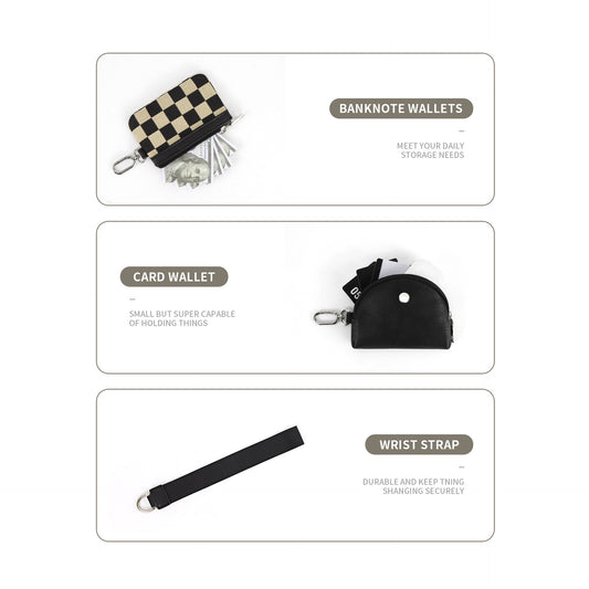 Women's Fashion Chessboard Wrist Portable Simple Mini Card Holder