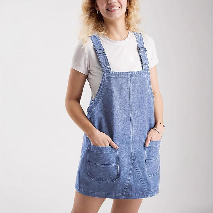 Women's Sleeveless Dress Slimming Adjustable Pocket Suspender Vests