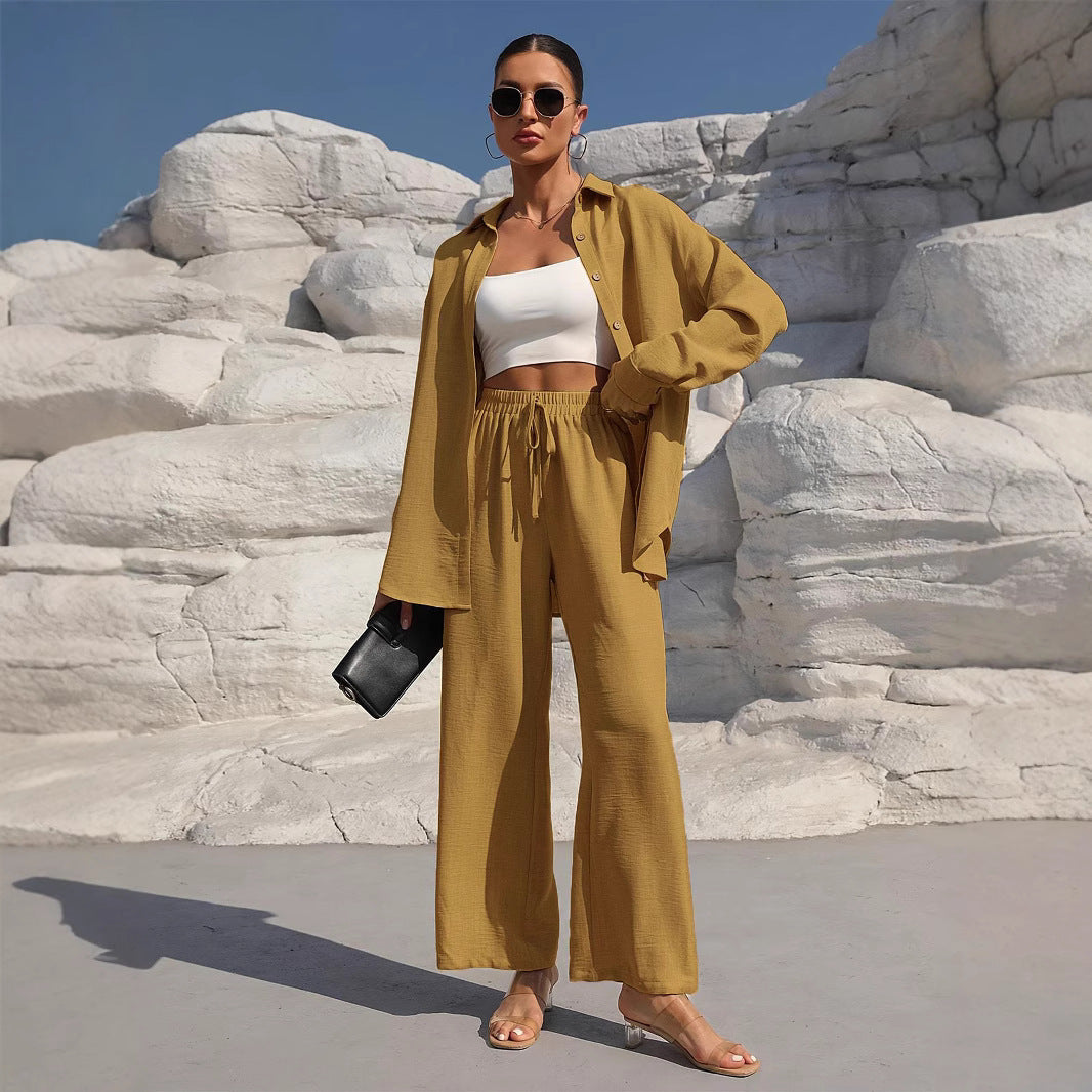 Women's Autumn Graceful Long Sleeve Two-piece Set Solid Fashion Casual Suit