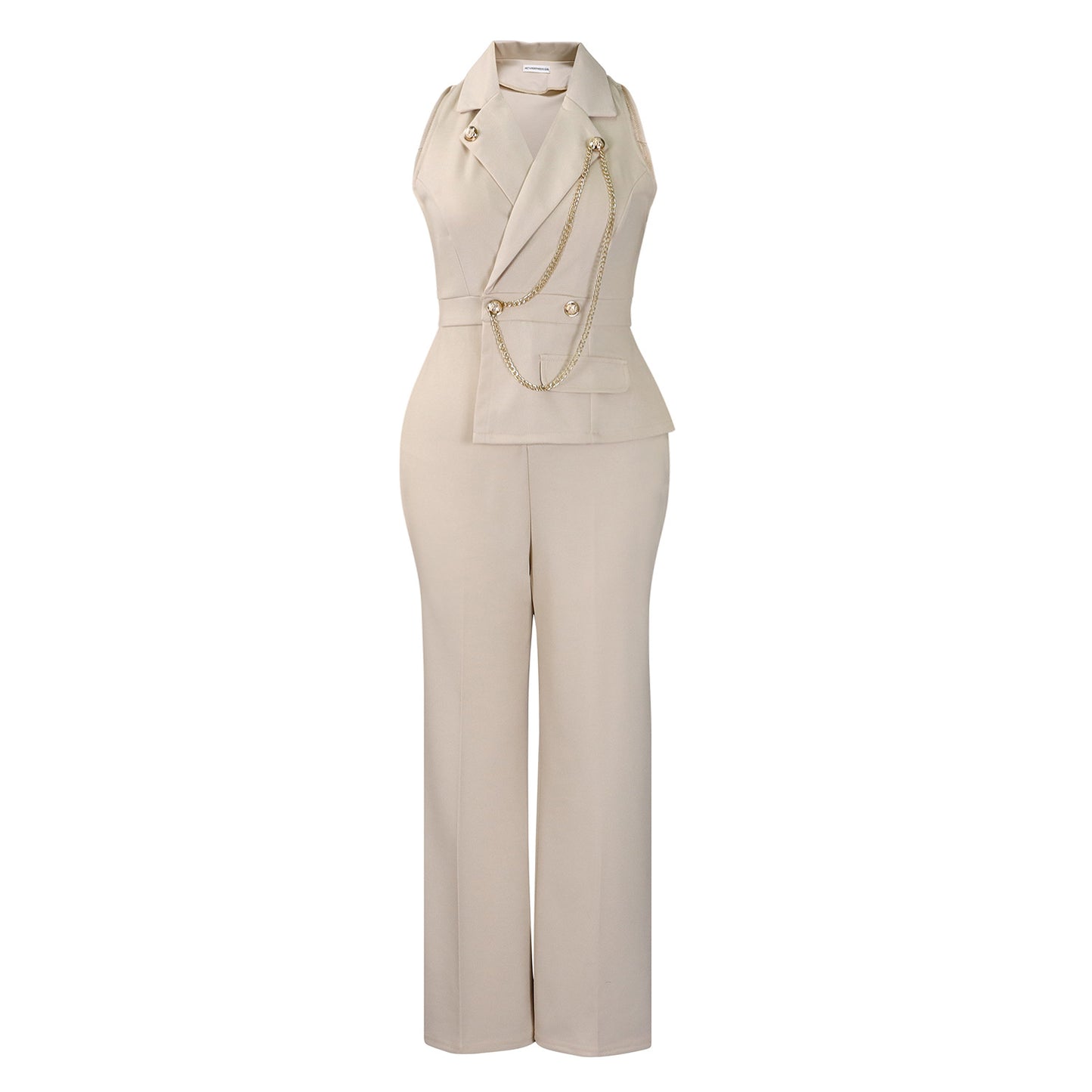 Women's Collar Sexy Fashion Chain Casual Wide Jumpsuits