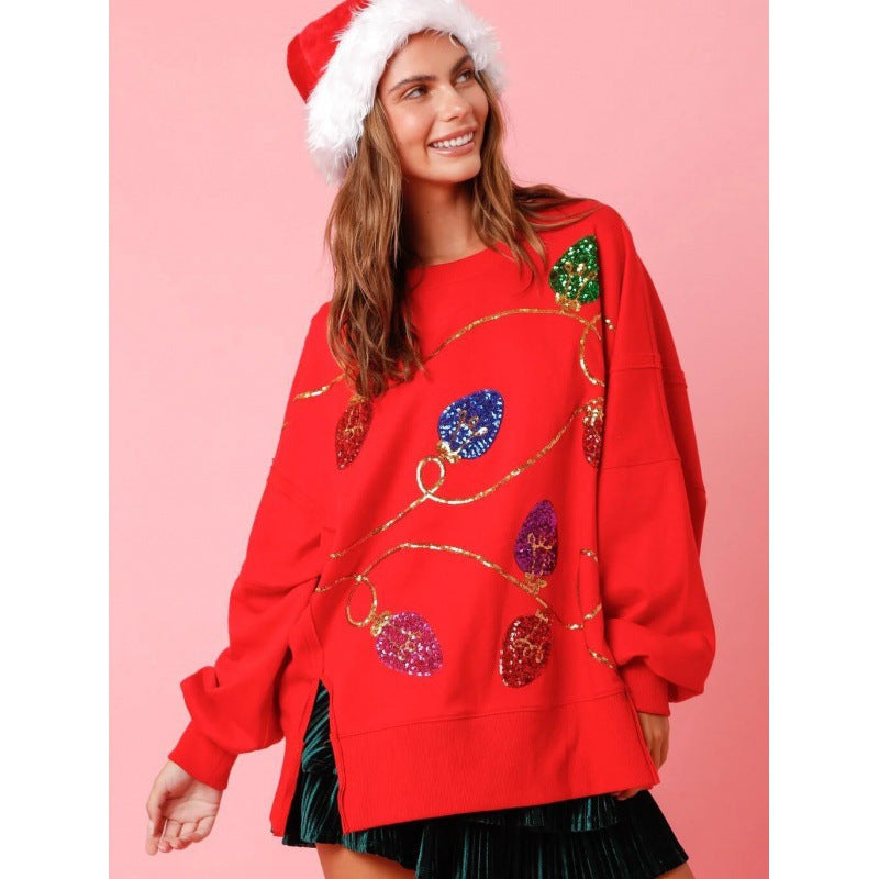 Women's Fashion Trend Sequined Long Sleeve Pullover Sweaters