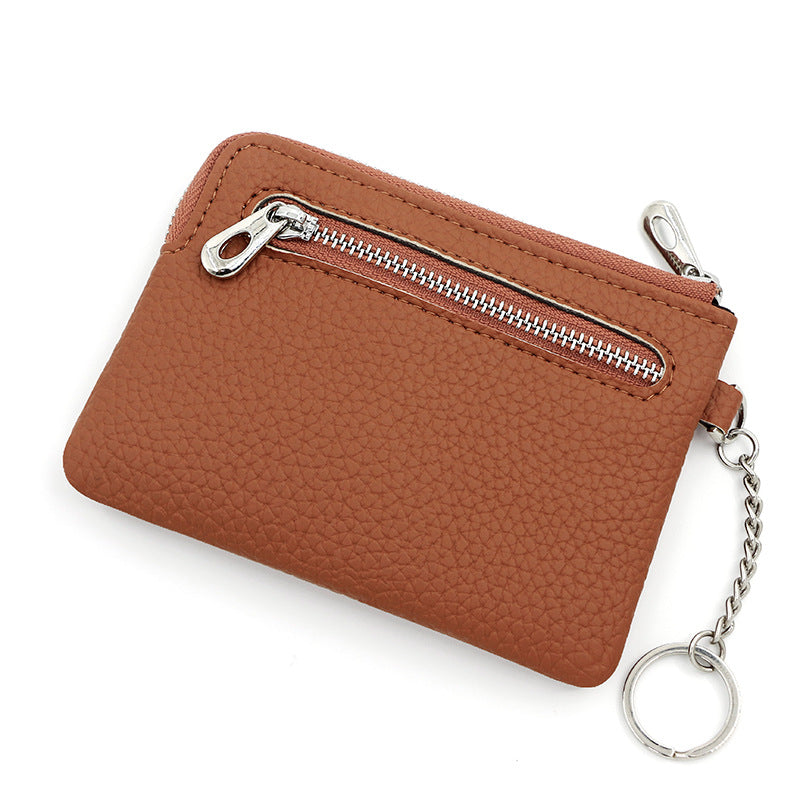 Simple Leather Multiple Slots Zipper Pocket Card Holder