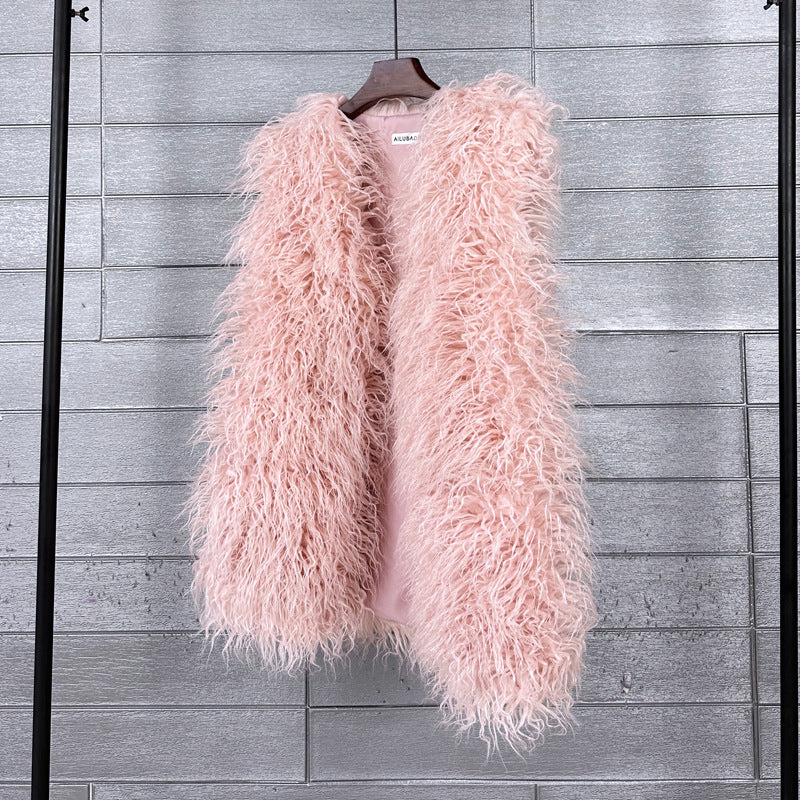 Women's Imitated Tibet Sheep Fur Mid-length Faux Coats