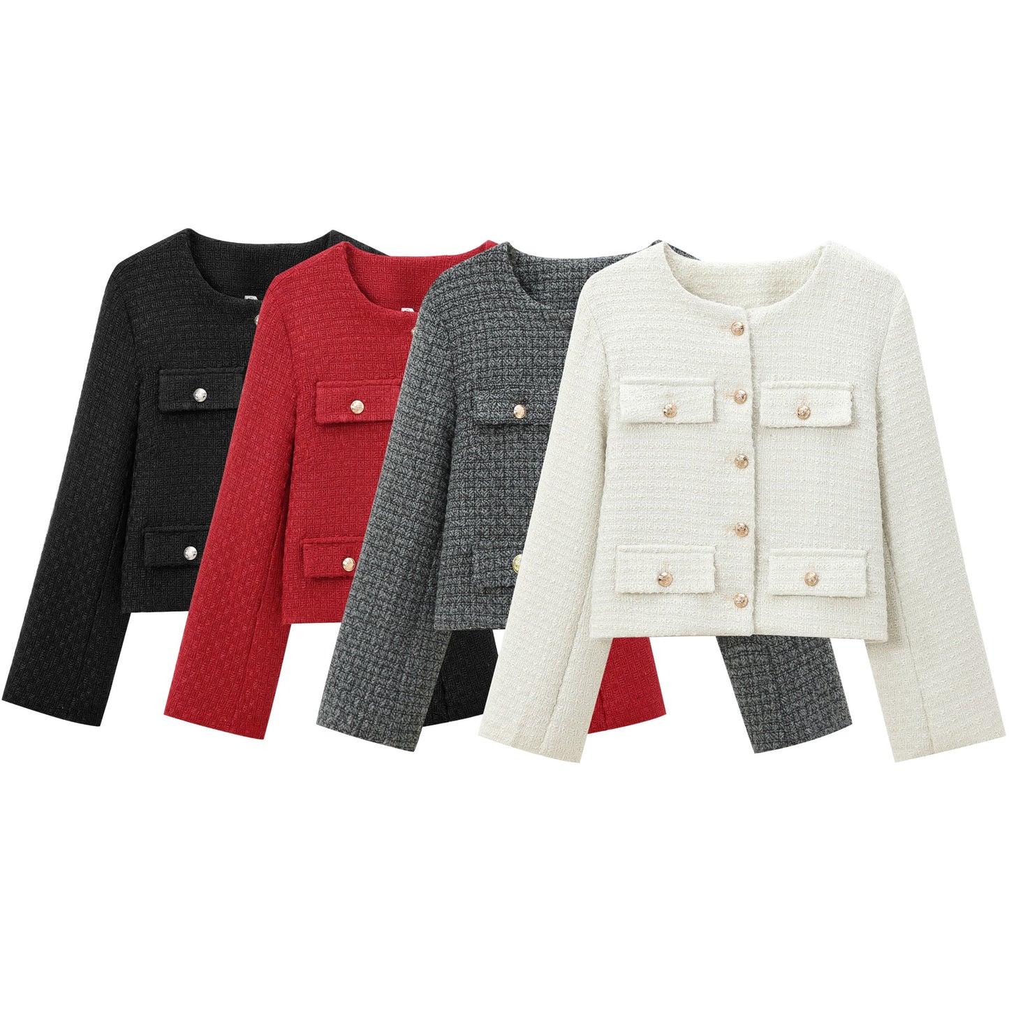 Women's Homemade Fashionable Round Neck Long Sleeve Coats