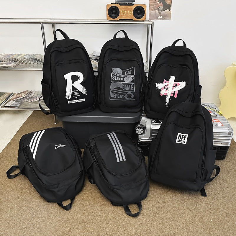 High Korean Style Cool Trendy Letters Middle School Students' Schoolbags