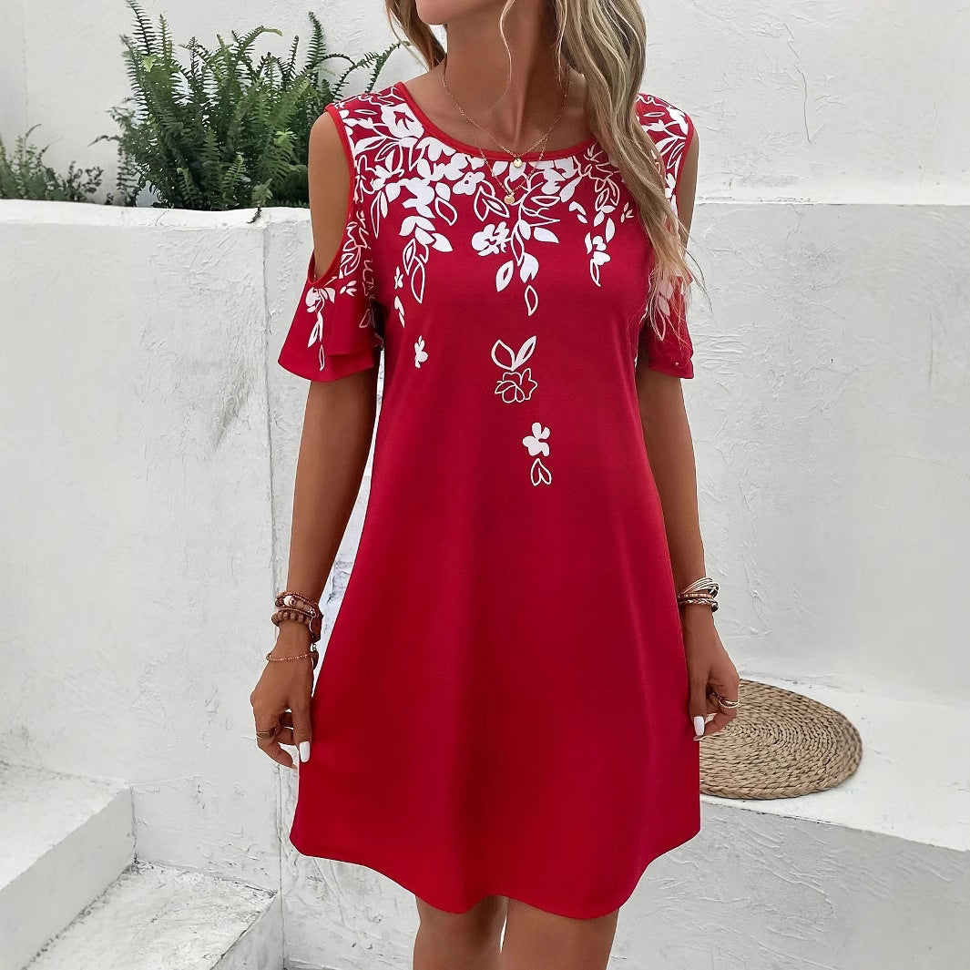 Women's Short-sleeved Simple Slim Fit Slimming Elegant Dress