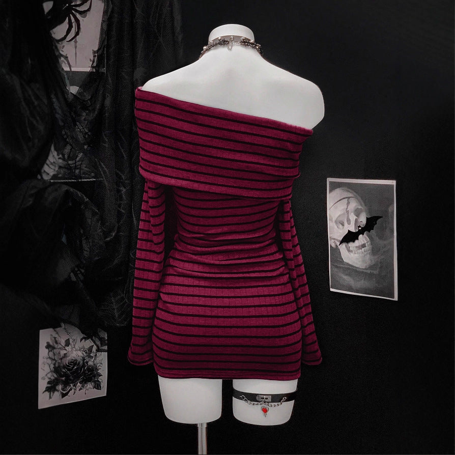 Long Sleeve Knitted Sexy Hip Vacation Dress