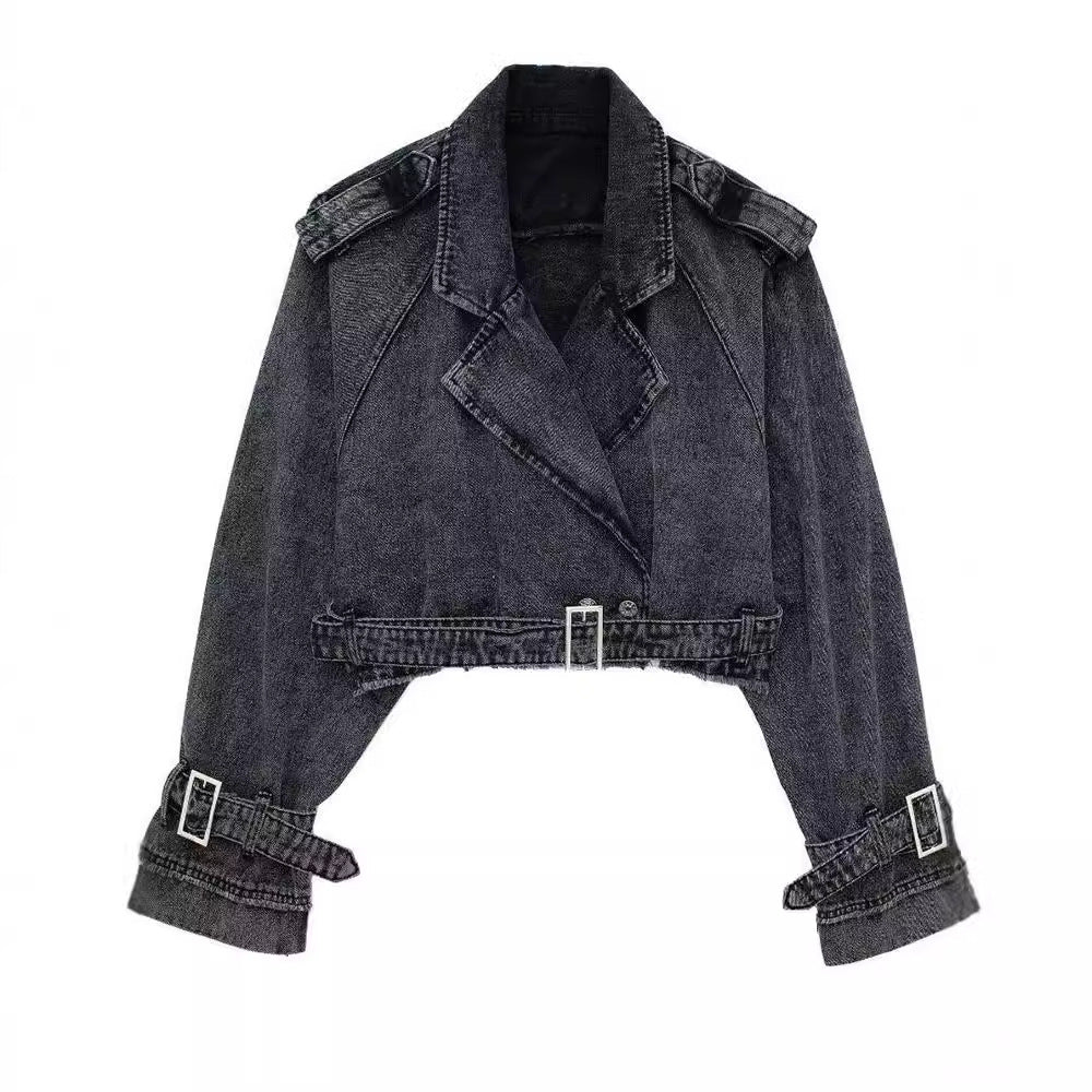 Women's Design Sense Niche Denim Trench Autumn Coats