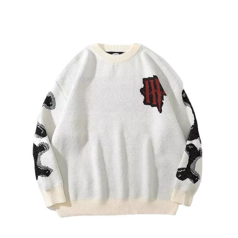 Style Skeleton Street Loose Round Neck Knitwear