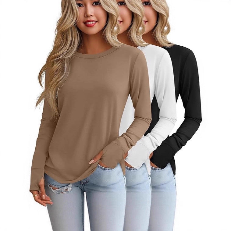 Women's Autumn Round Neck T-shirt Long Sleeve Blouses