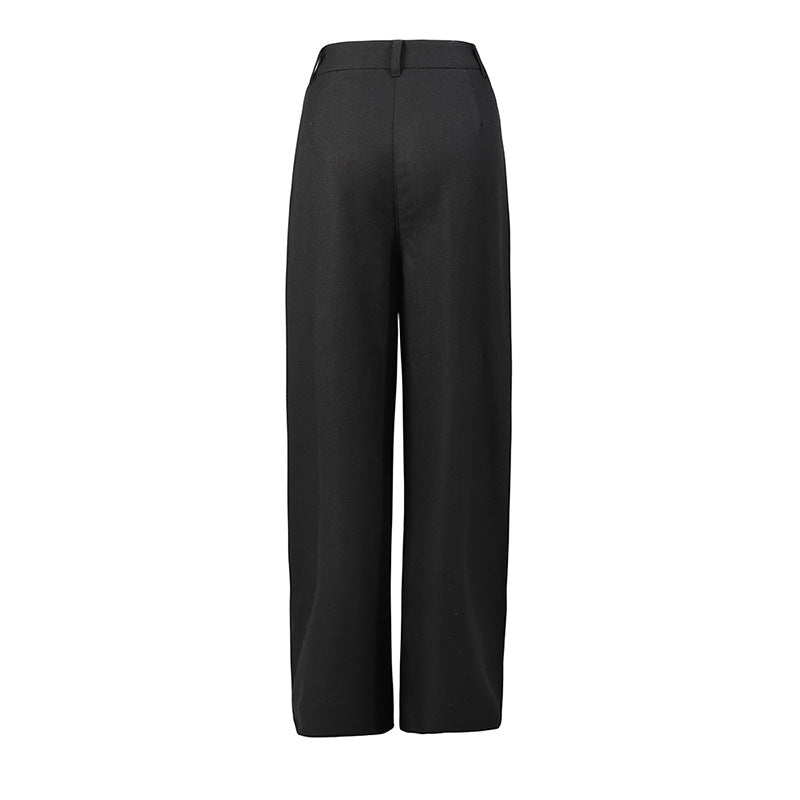 Women's Model Style Fashion Casual Button Rivet Design High Waist Pants