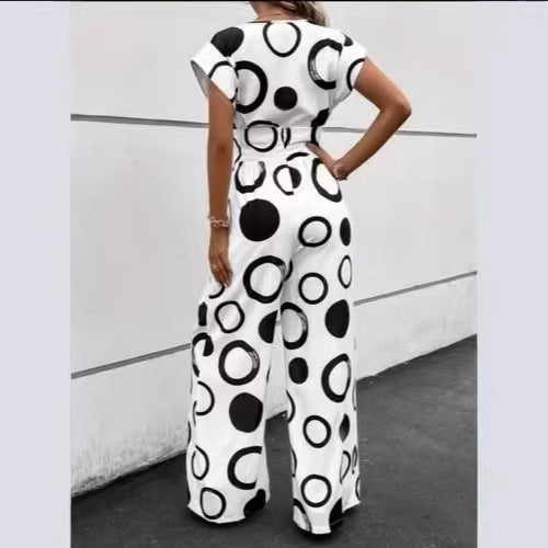 Women's Fashion Elegant Casual High Waist Print Jumpsuits