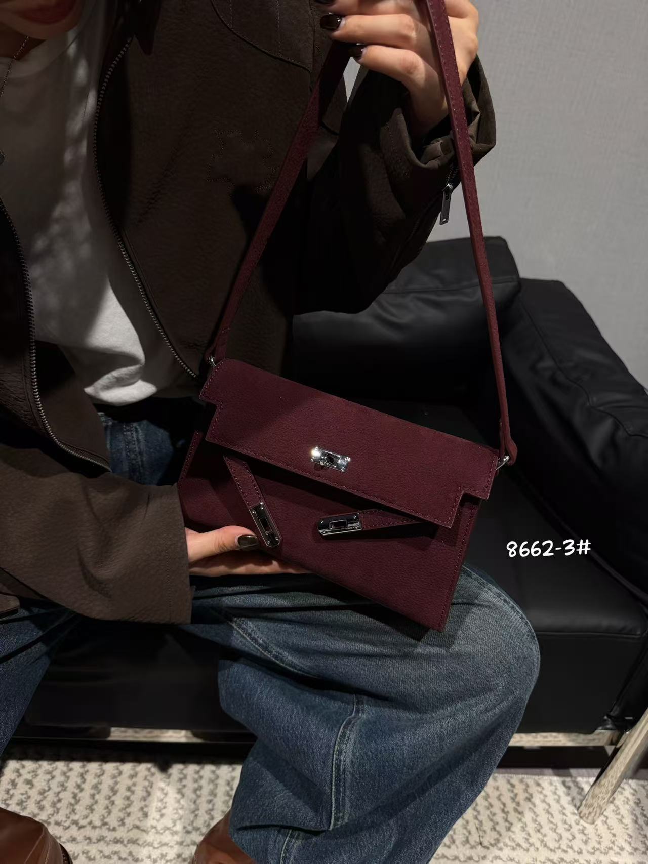 Women's Retro Frosted Leather Underarm Kelly Bags