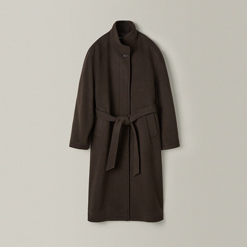 Women's Collar Wool Overcoat Korean Hepburn Profile Coats