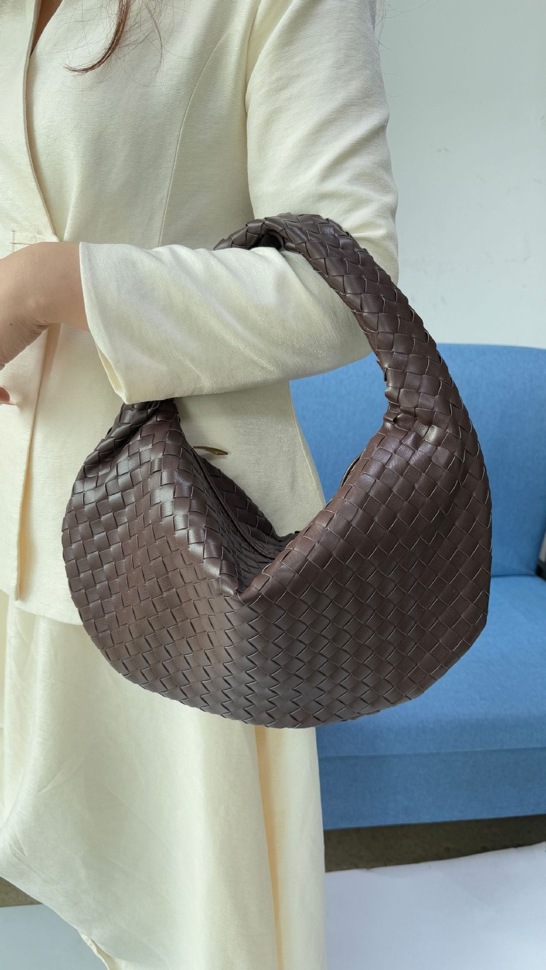 Women's Denim Woven Fashion Portable Horn Bags