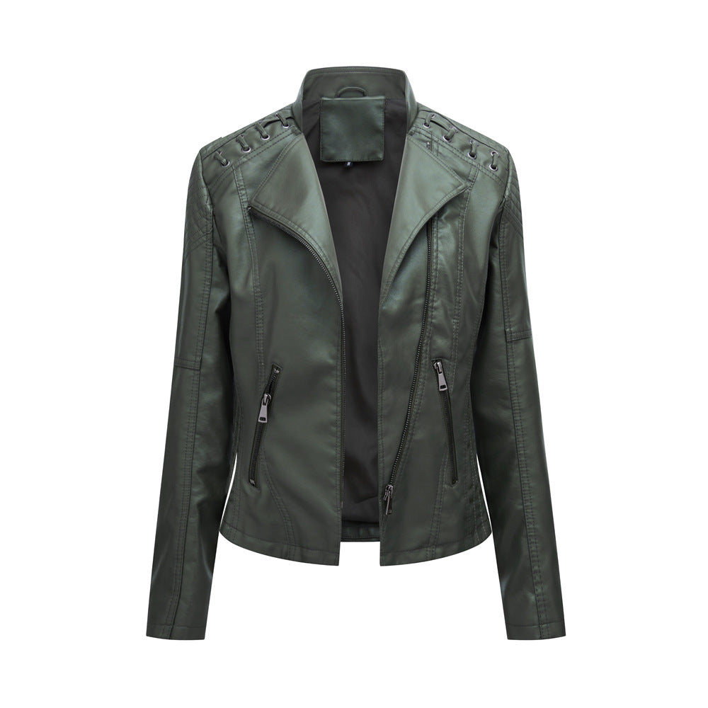 Women's European Leather Slim Thin Ladies Motorcycle Jackets