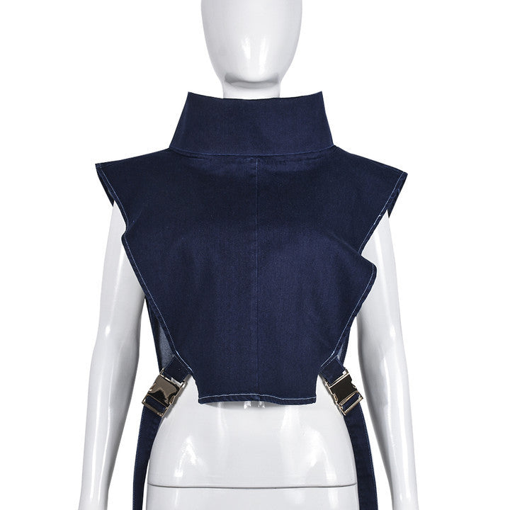 Women's Summer Personality Trendy Lace Up Turtleneck Vests