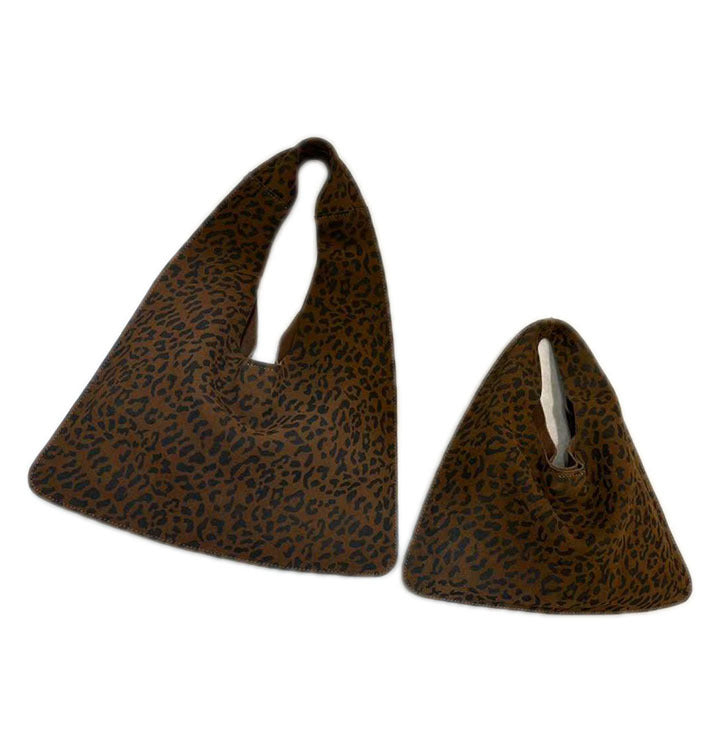 Women's Cowhide Triangle Suede Leather Cloud Underarm Handbags