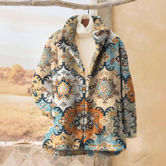 Women's Retro Fashion Digital Printing Polar Fleece Sweaters