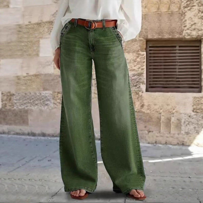 Women's Washed Loose Wide Leg Leisure High Pants
