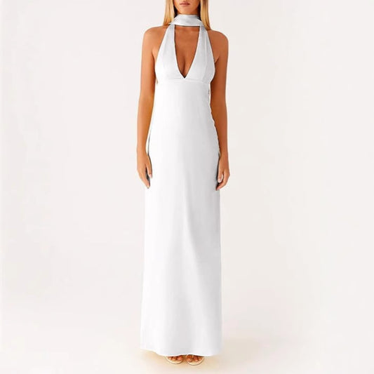 Women's Dress Deep Collar Backless Tight Formal Dresses