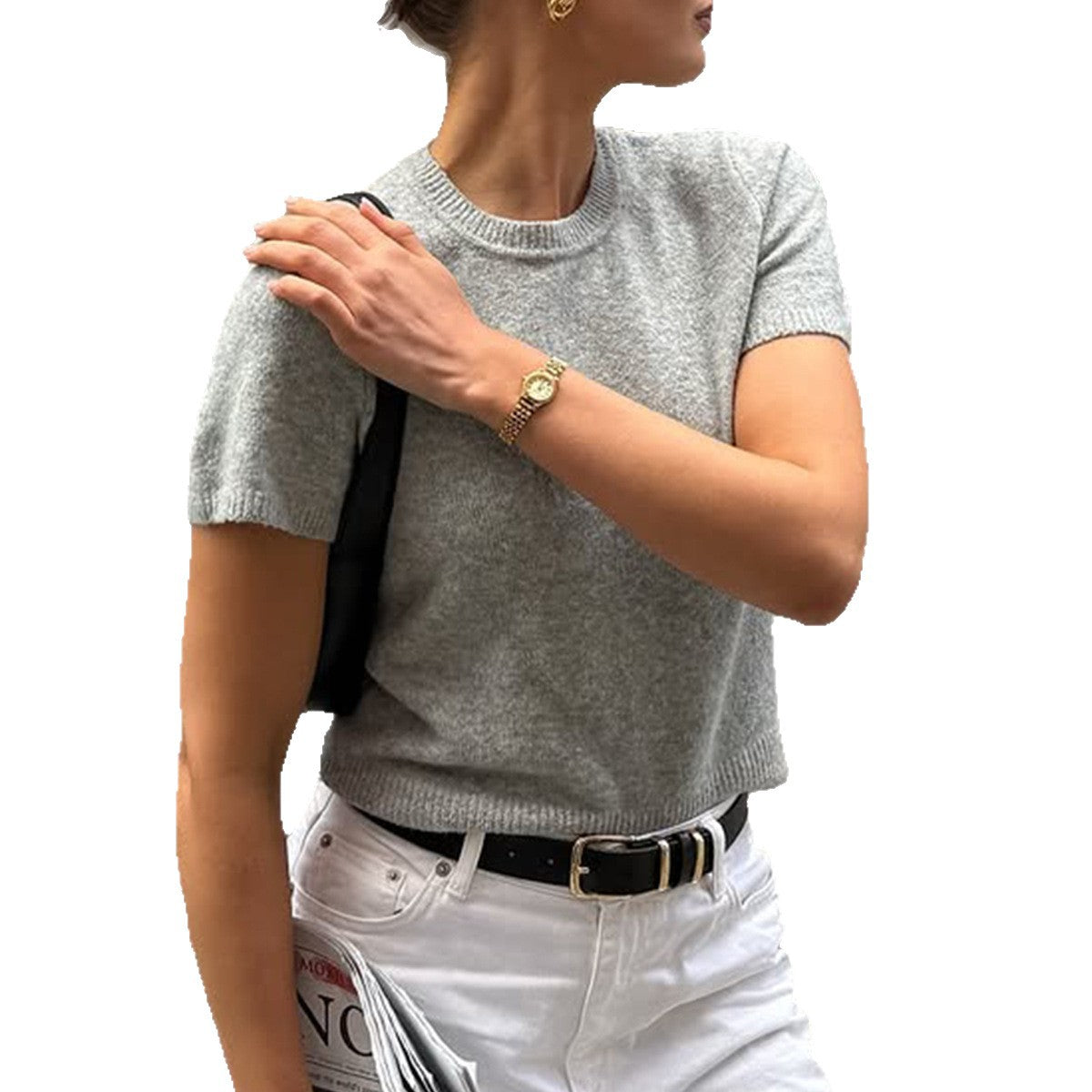 Women's Casual Simple Short-sleeved Fashion Woolen Women's T-shirt
