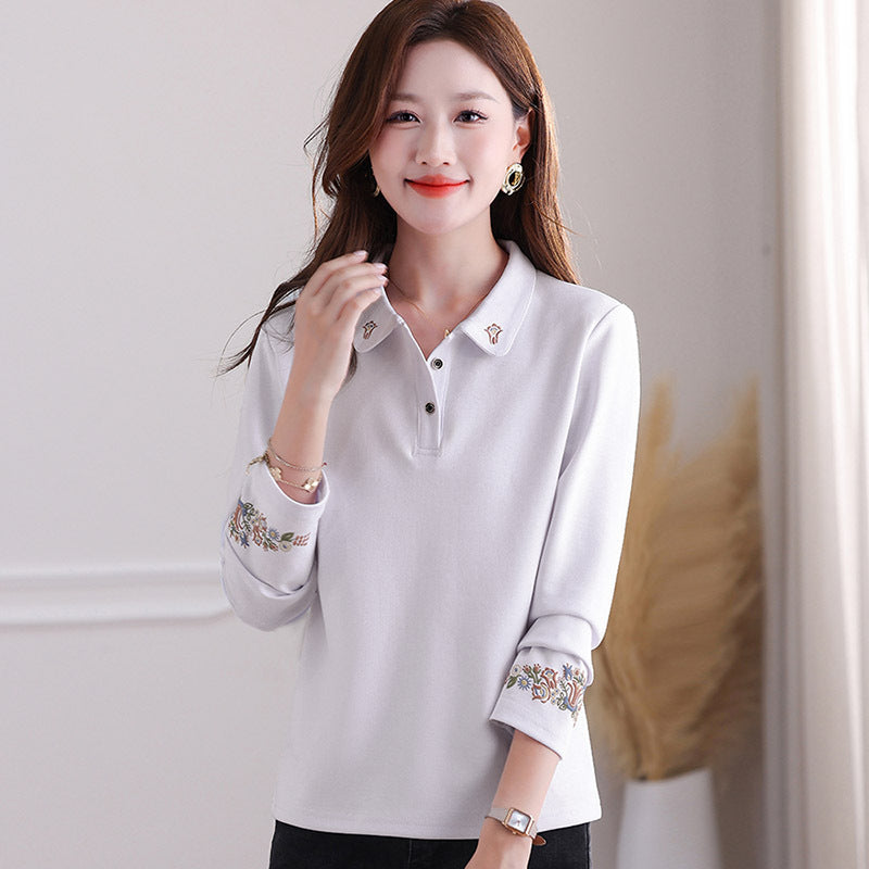 Women's Long-sleeved T-shirt Outer Wear Mother's National Style Women's Sweater, Sweater