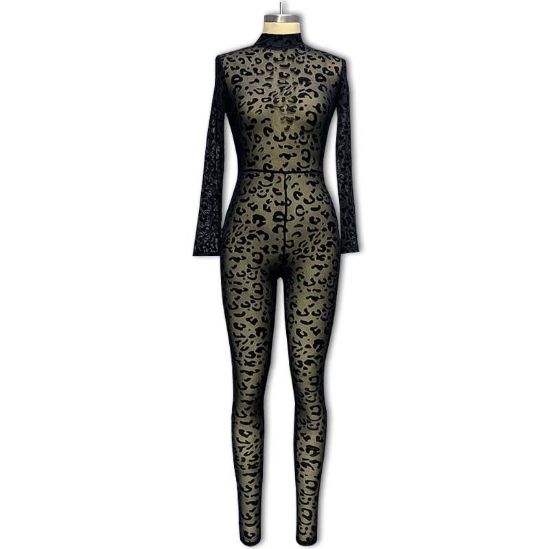 Women's Hot Flocking Long Sleeve Sexy Slim Hip Jumpsuits