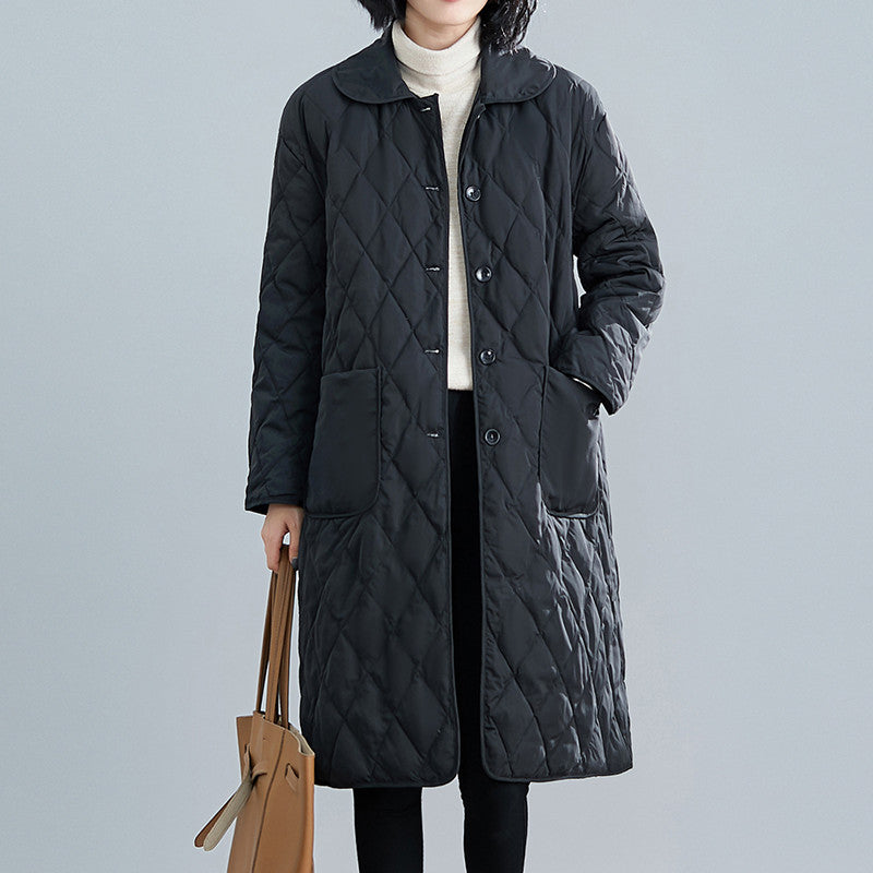 Women's Large Lightweight Cotton Loose Mid-length Korean Coats
