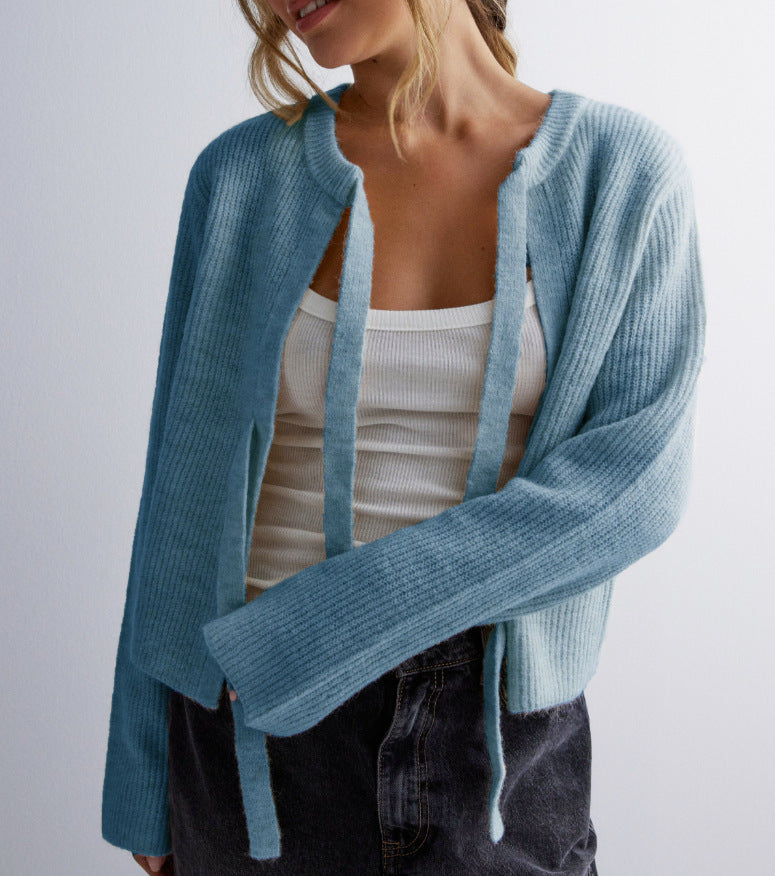 Women's Classy Pure Color Tied Loose Sweaters