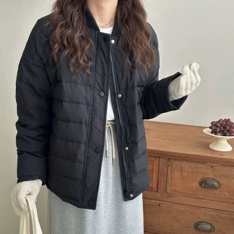 Women's Lightweight Stand-up Collar Korean Rib Cotton Coats