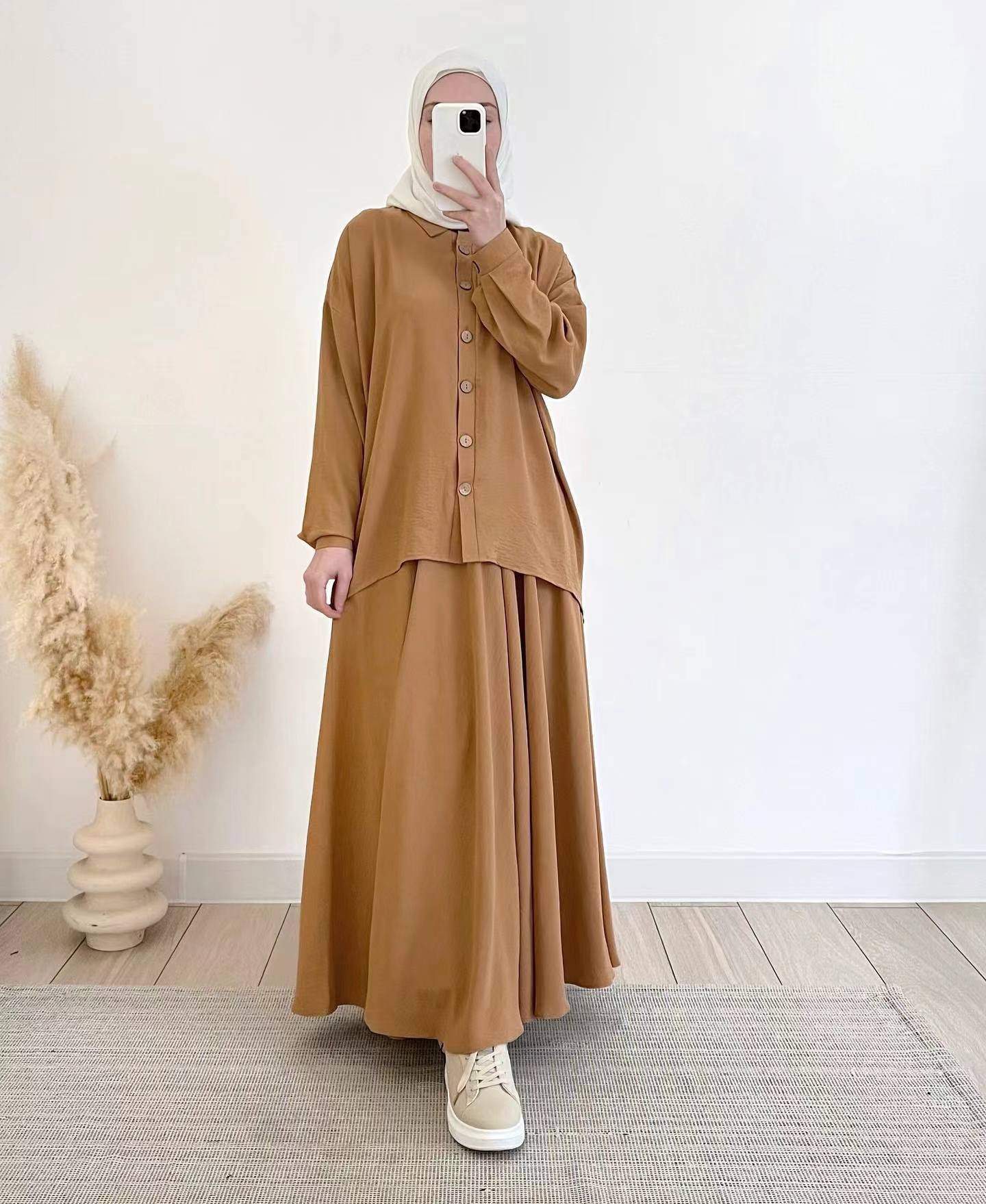 Women's Spring Muslim Loose Long Sleeve Shirt Suits
