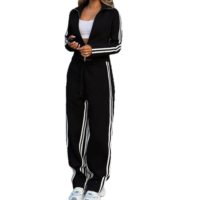 Women's Spring Striped Long-sleeved Trousers Style Campus Suits