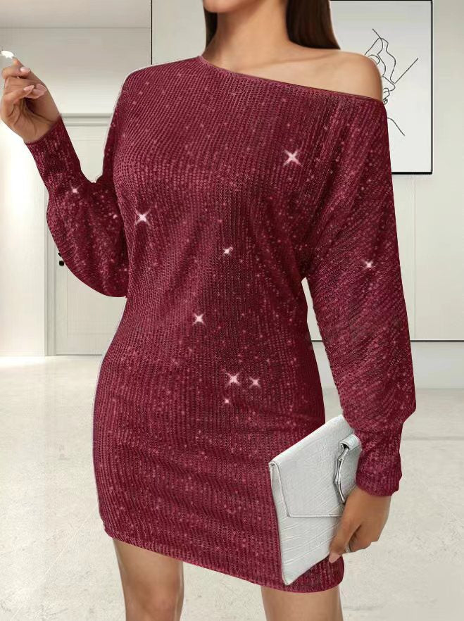 Women's Classy Casual Sequined Long-sleeved Dress Dresses